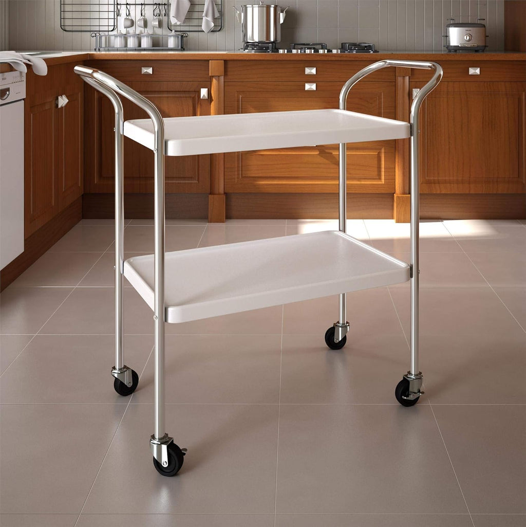 Serving Cart, 2 Tier, Red & Chrome D14480