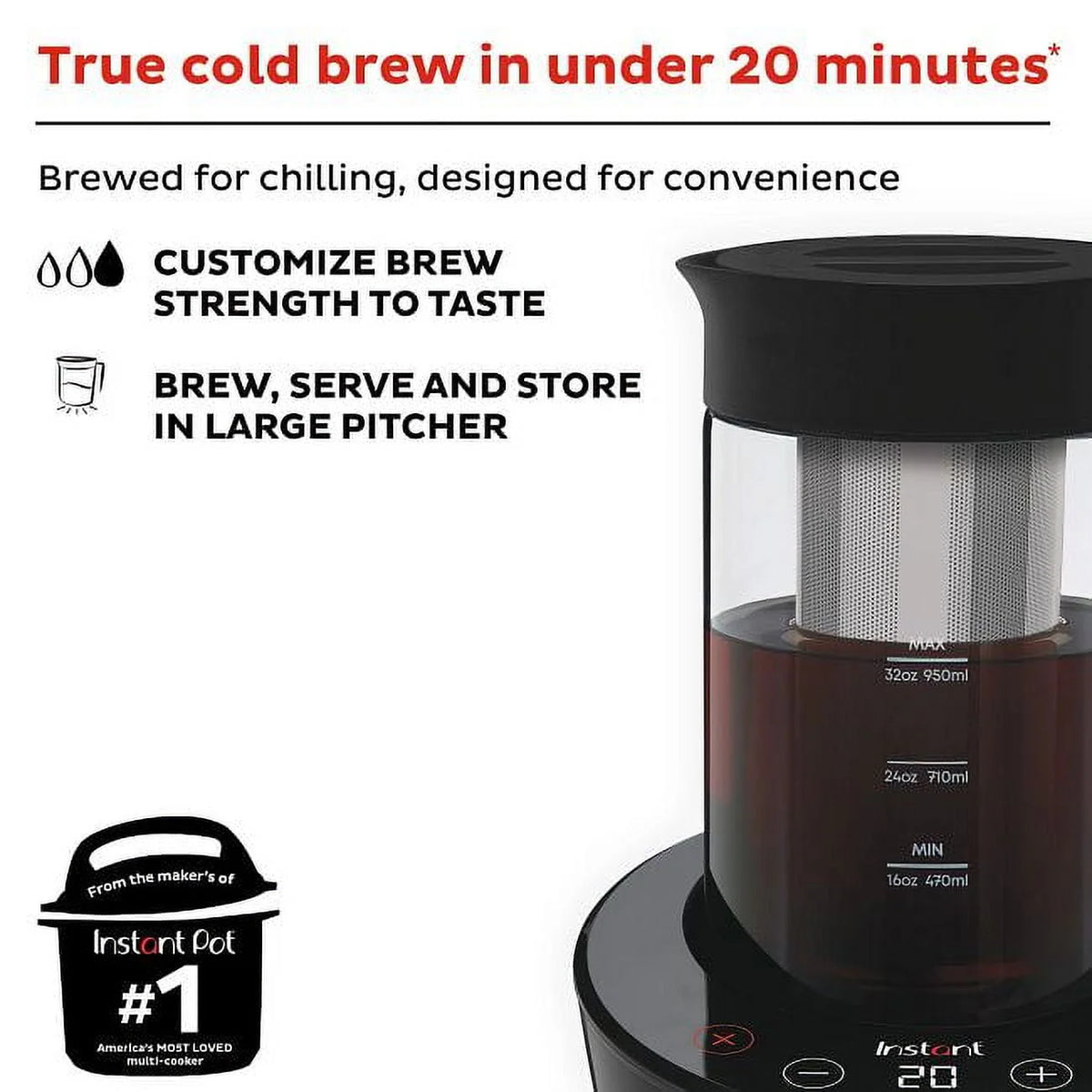 Electric Iced Coffee Maker with 32 oz Glass Pitcher H1821