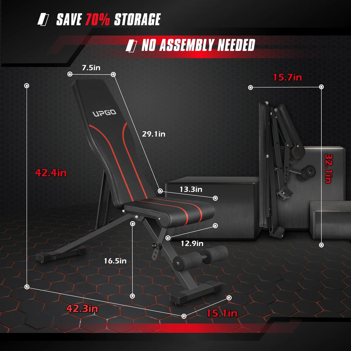 Adjustable Weight Bench 660lbs Capacity Foldable I920
