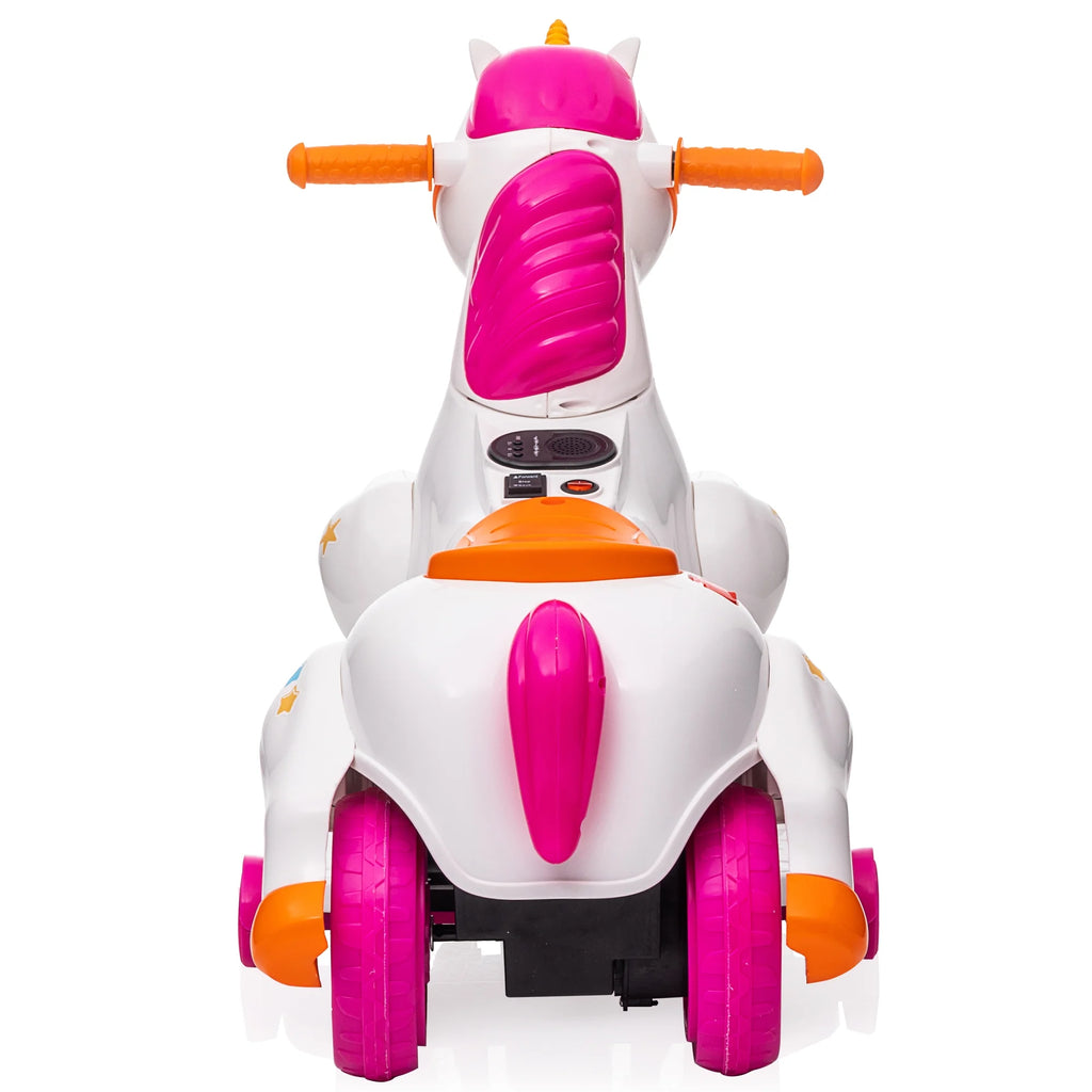 6V Unicorn Rocking Horse Toy Car with Music, Training Wheels J286