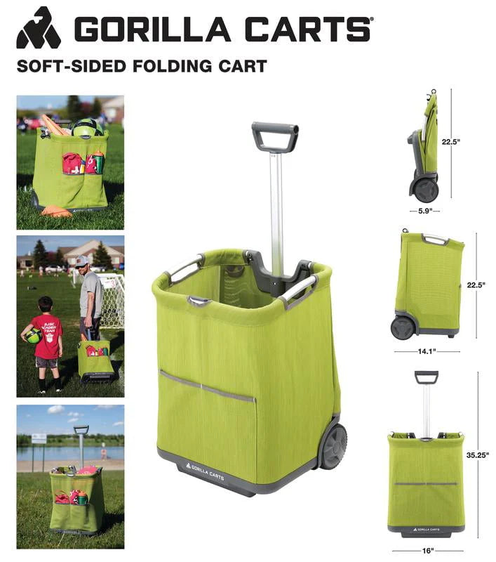 Soft-Sided Folding Cart 50 lbs. Capacity with 4 Flat-Free Wheels D602