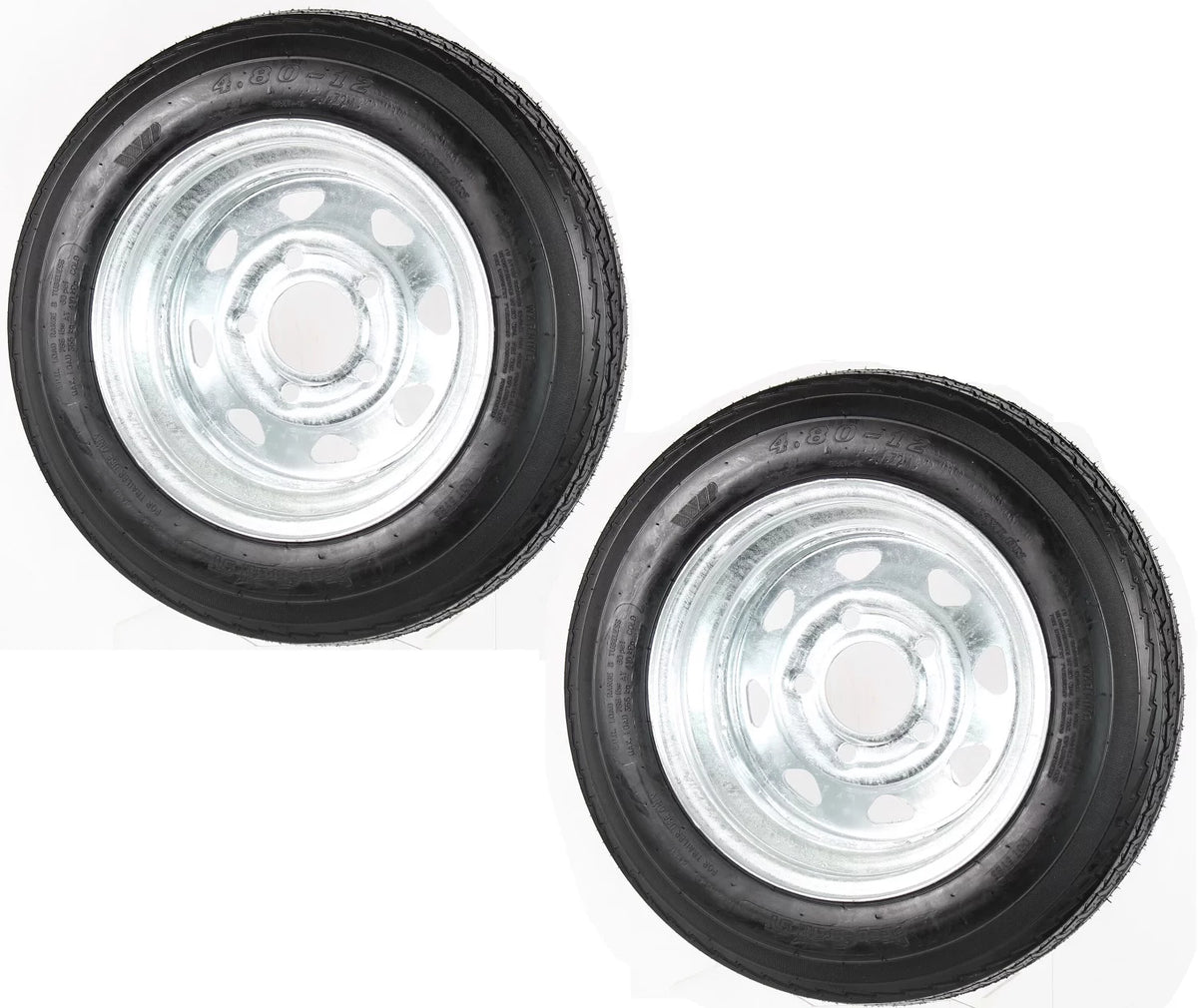 2-Pack Trailer Tire On Rim 480-12 5 Lug Galvanized Wheel M819176