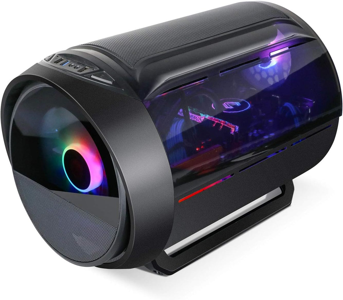 Black M-ATX Mid-Tower PC Gaming Case with 200mm RGB Fan T275