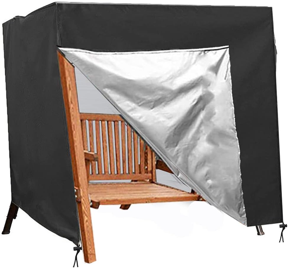 420D Waterproof Patio Swing Cover 87 x 60 x 72 Beige Black A5082