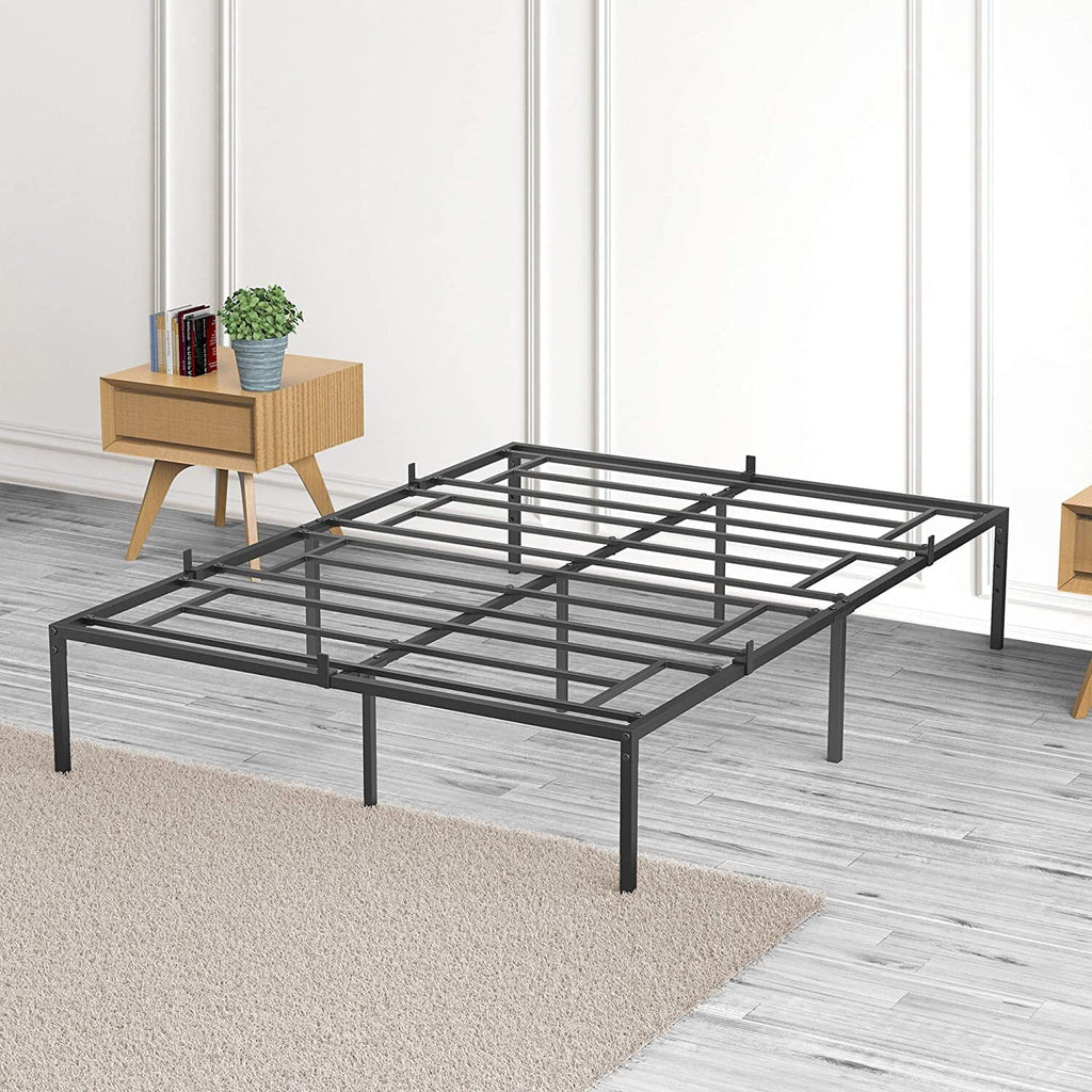 Metal Platform Bed Frame, Heavy-Duty Steel Slats, Black, Twin K529