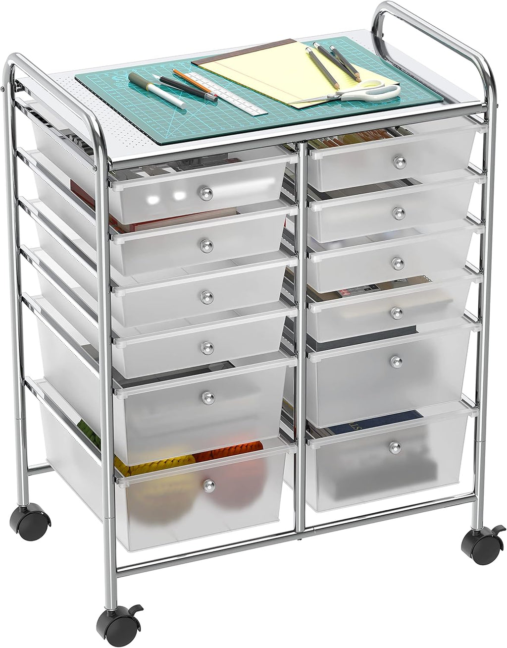 Utility Cart with 12 Drawers Rolling Storage Organizer B5803