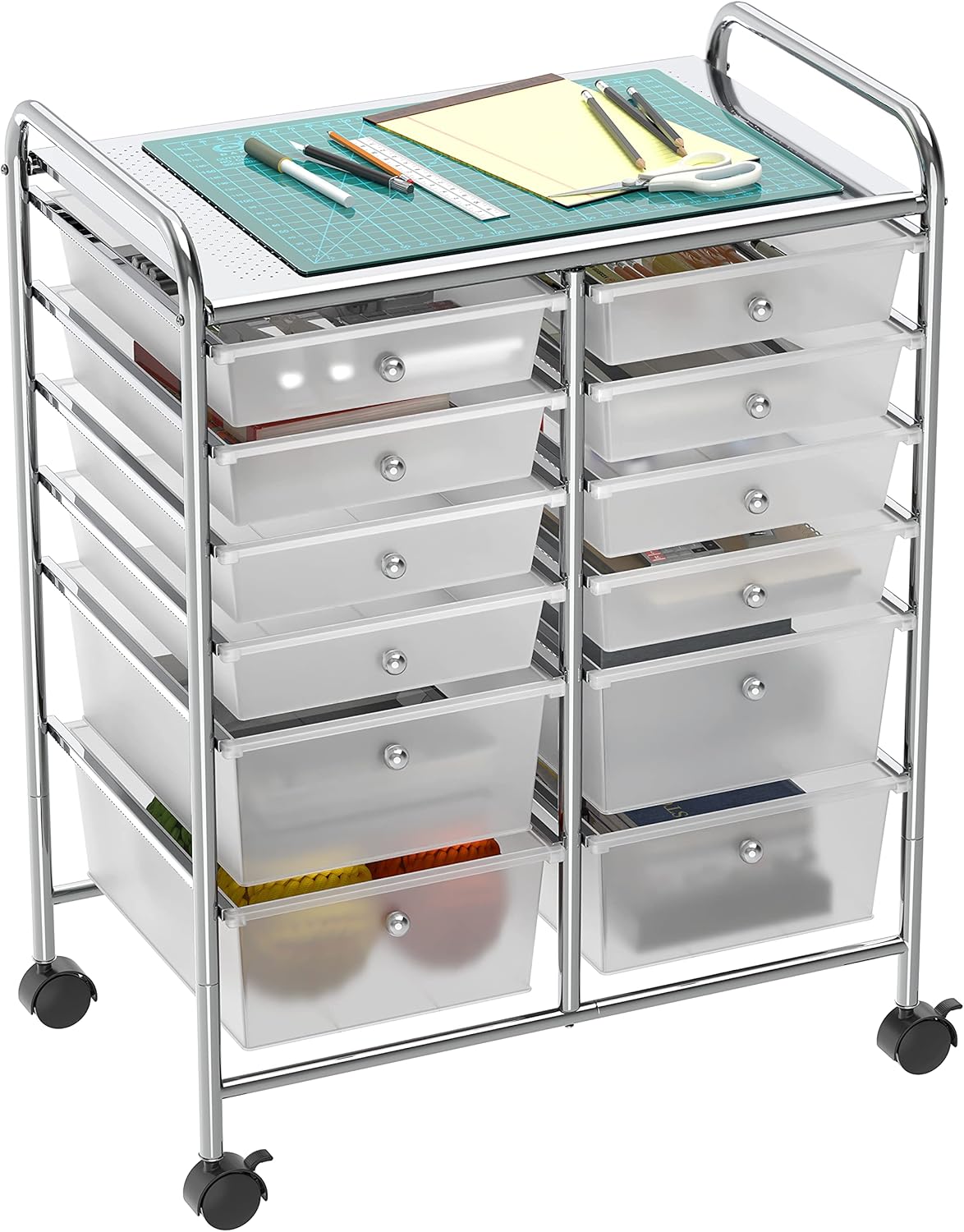 Utility Cart with 12 Drawers Rolling Storage Organizer B5803