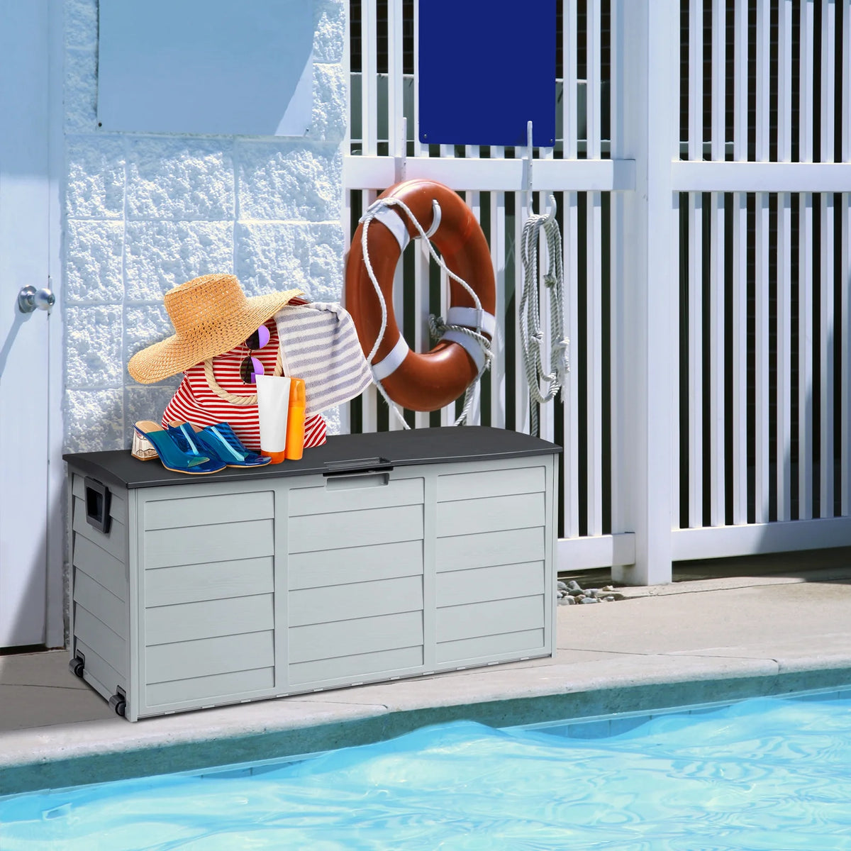 Black 75gal Outdoor Plastic Storage Deck Box T239