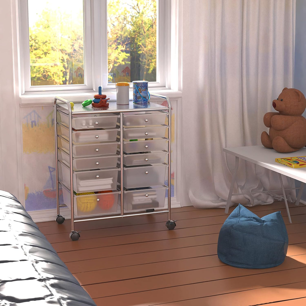 Utility Cart with 12 Drawers Rolling Storage Organizer B5803