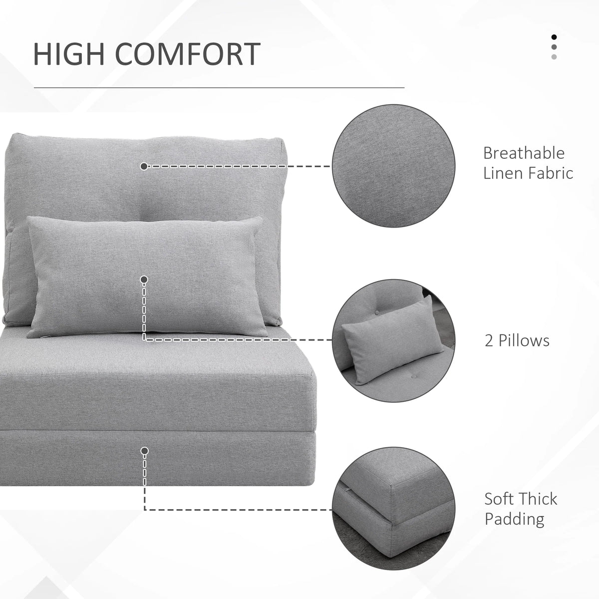 Light Gray 2-in-1 Floor Sofa Bed M2645