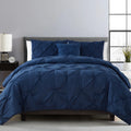 Navy Pintuck Comforter Set Queen U7233