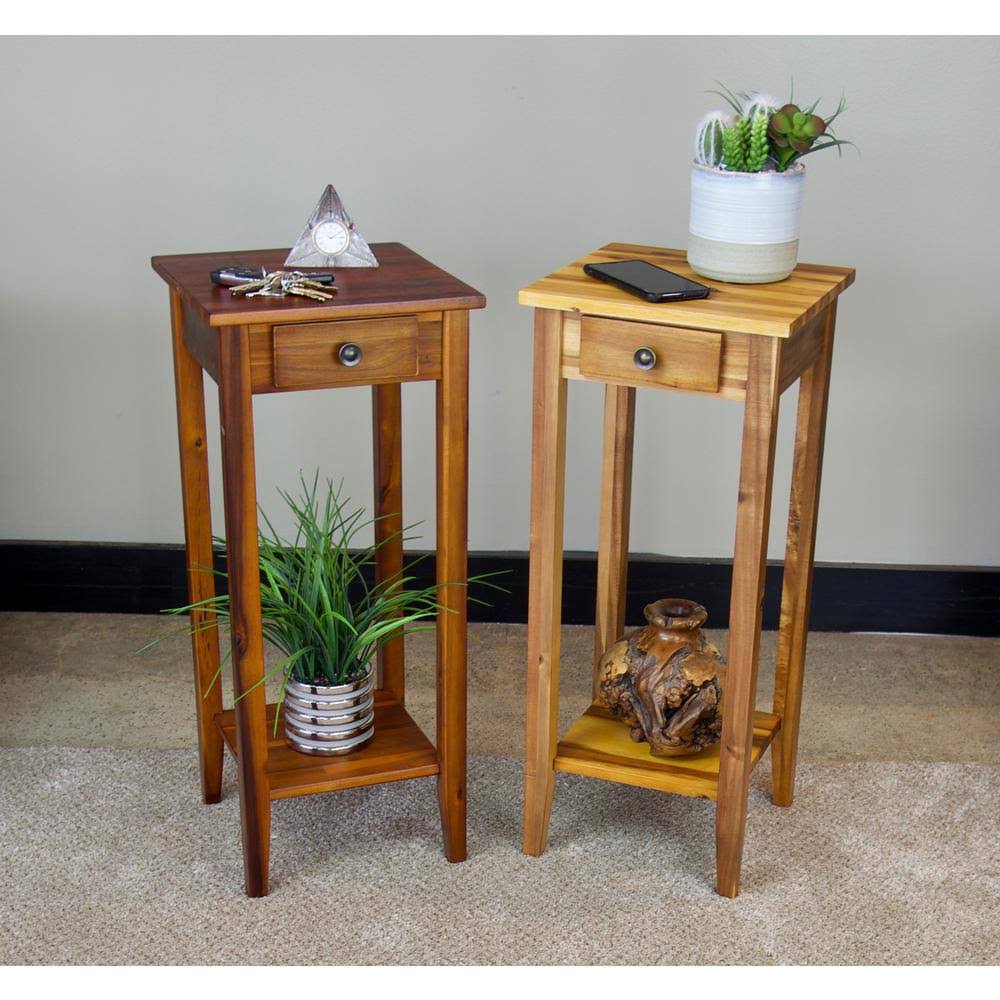 Solid Acacia Plant Stand with Drawer D71945