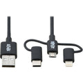 USB-A to Lightning, USB Micro-B and USB C Cable 6ft V328