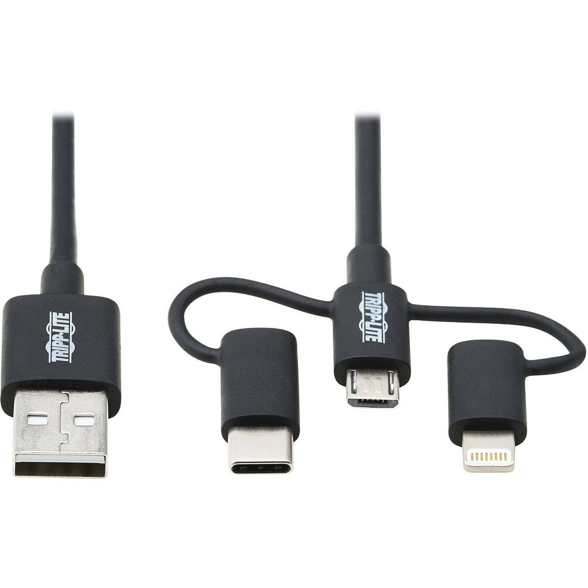 USB-A to Lightning, USB Micro-B and USB C Cable 6ft V328