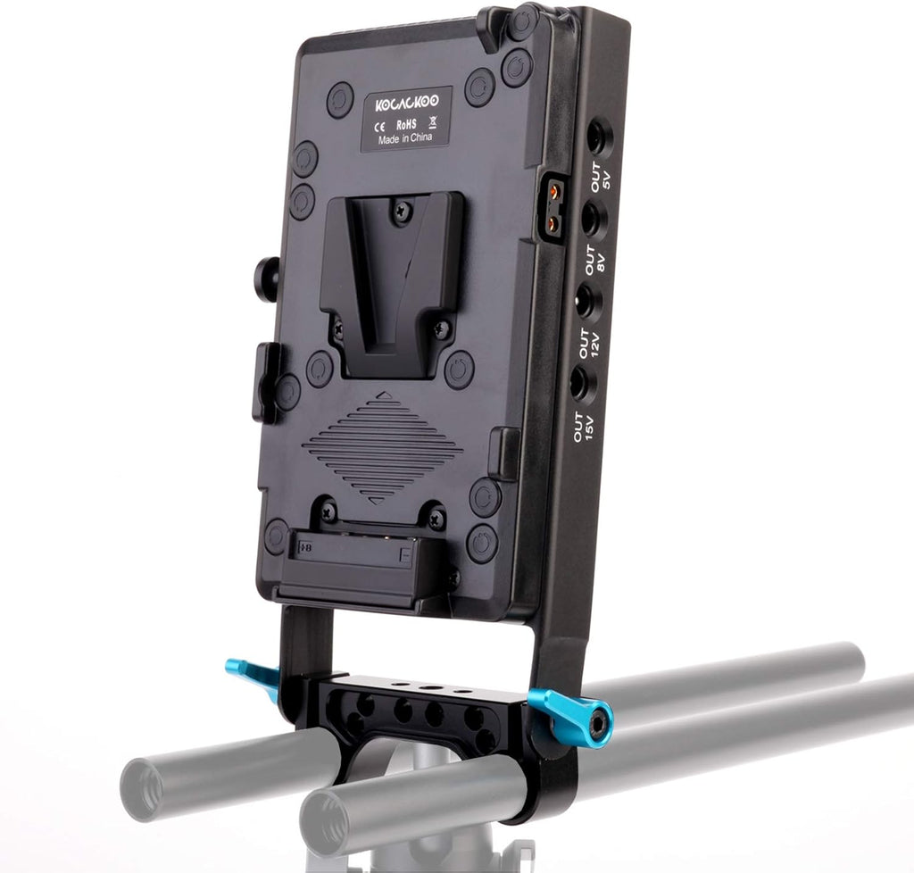 V-Mount Lock Battery Plate Power Supply Splitter Adapter with 15mm Rod Clamp N220502