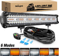 20Inch 420W LED Light Bar Amber White Strobe with Wiring Harness Kit Y9601