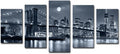 Black and White 5 Pc Framed Canvas Cityscape Wall Art B6198