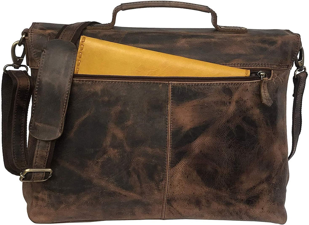 18 Inch Brown Leather Messenger Bag N799