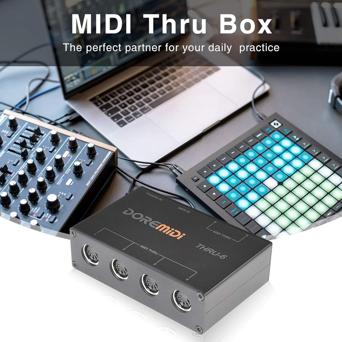 USB MIDI Interface 1-in 6-out MIDI Thru Box D726