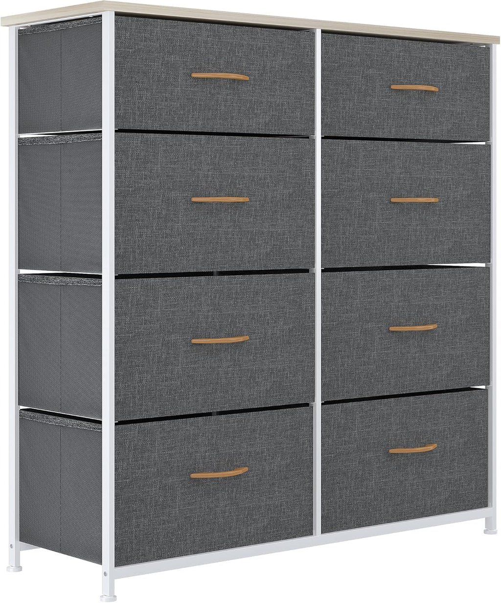 8 Drawer Fabric Dresser with Steel Frame and Wooden Top Q4970