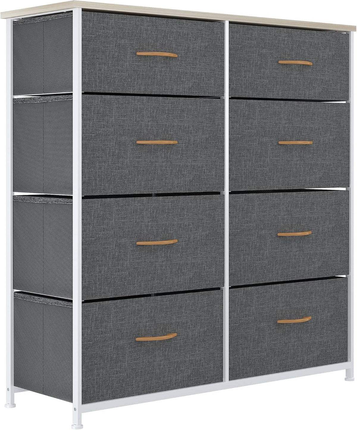 8 Drawer Fabric Dresser with Steel Frame and Wooden Top Q4970