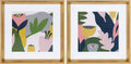 Matted Framed Print Under Glass Art Set 15.5x15.5 inches Gold W8581