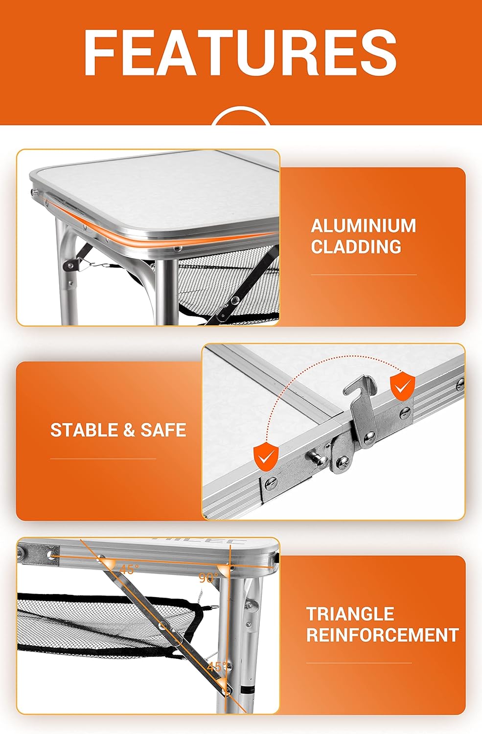 Folding Card Table Adjustable Height Portable Aluminum I4976