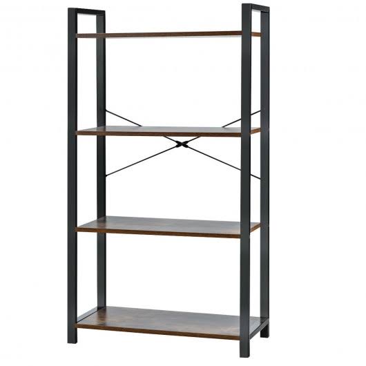 4-Tier Rustic Brown Bookshelf Storage Rack S462918
