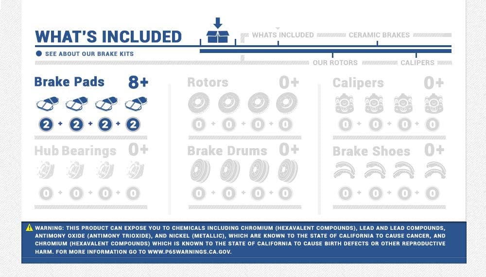 Ceramic Brake Pads with Rubber Shims and Hardware U998