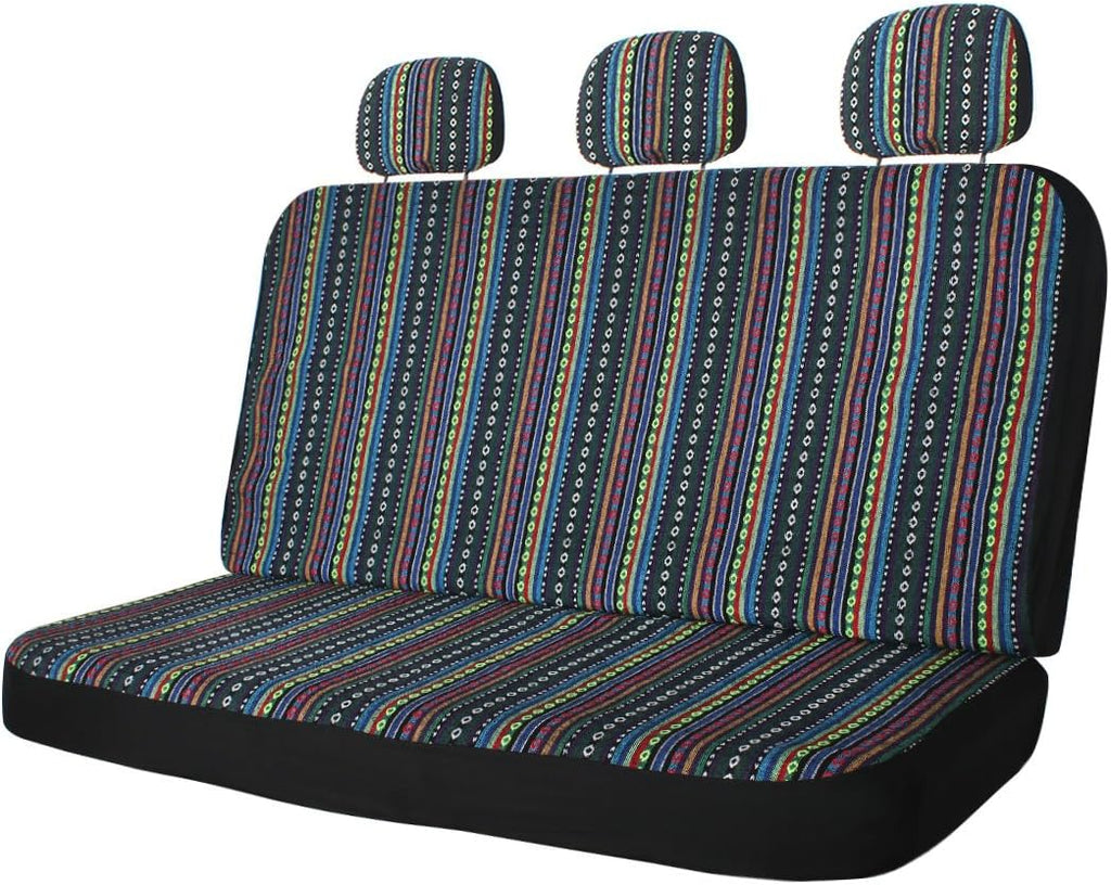Colorful Stripe 4pc Front Seat Covers with Seat-Belt Pad Protectors K971