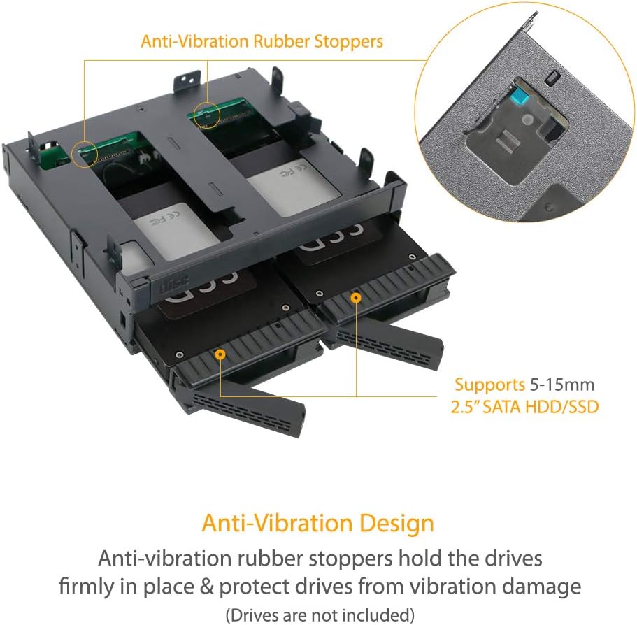 2 x 2.5 SAS/SATA HDD/SSD Mobile Rack + Slim Optical Drive Slot for 5.25 Bay M71040