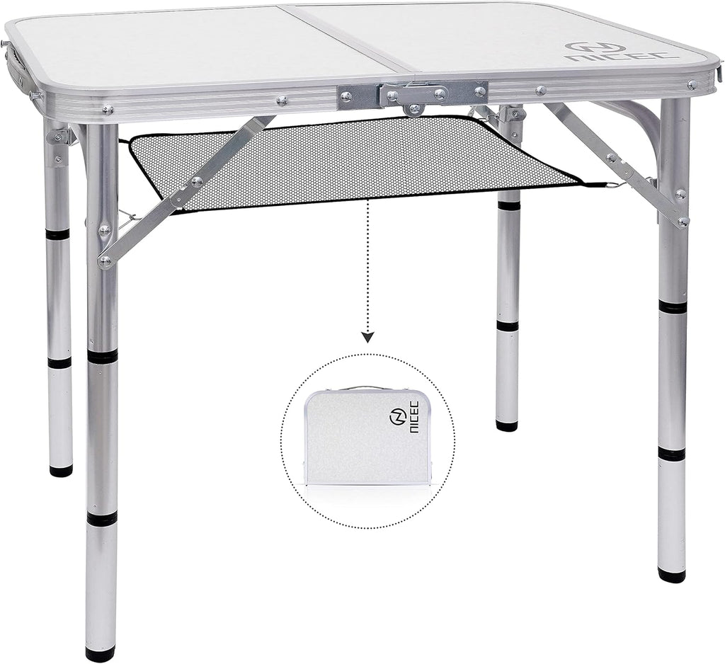Folding Card Table Adjustable Height Portable Aluminum I4976