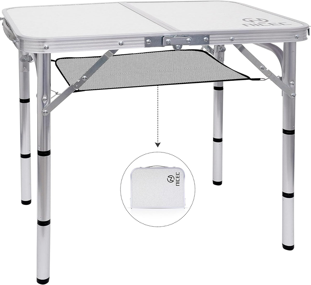 Folding Card Table Adjustable Height Portable Aluminum I4976