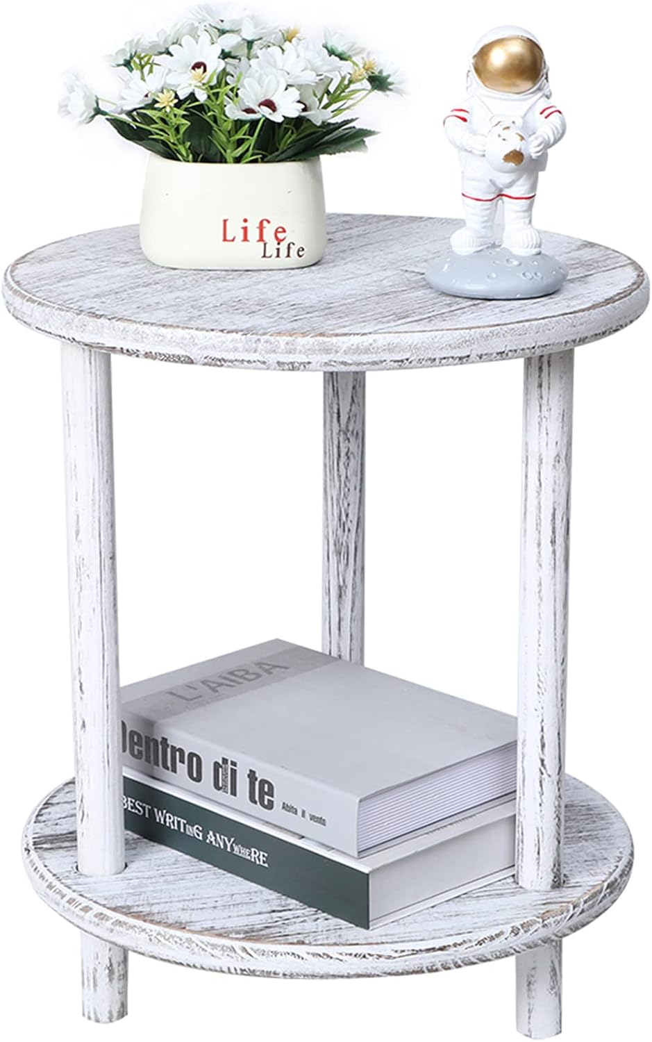 Black 2-Tier Wooden End Table with Storage Shelf S8417