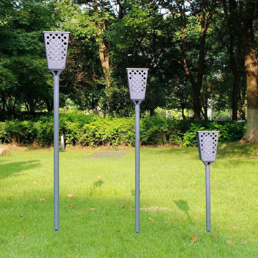 Solar Torch Lights with Flickering Flame, 96 LED Waterproof Grey I636