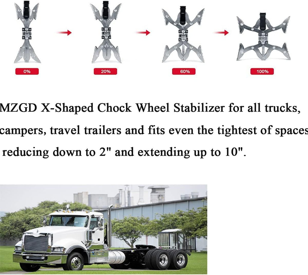 X-Shaped Wheel Chock Stabilizer with Integrated Wrench, 2 Sets Y290887