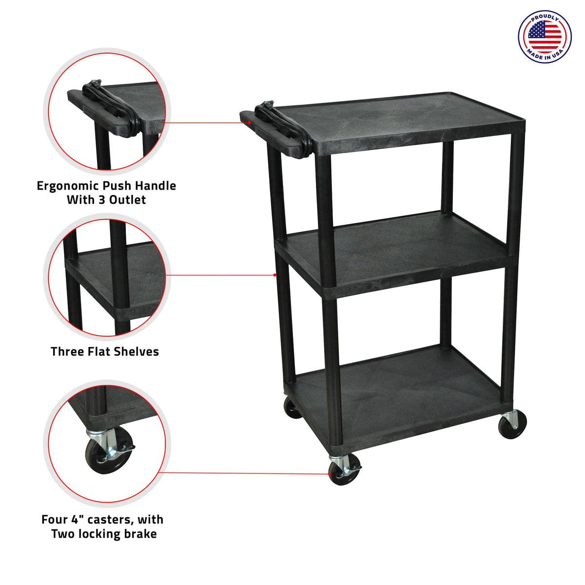 Black 42x22 Presentation Cart H8591