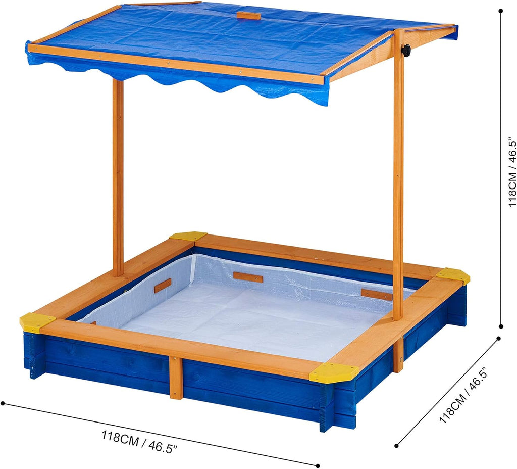 Wooden Outdoor Kids Sandbox with Canopy X24027