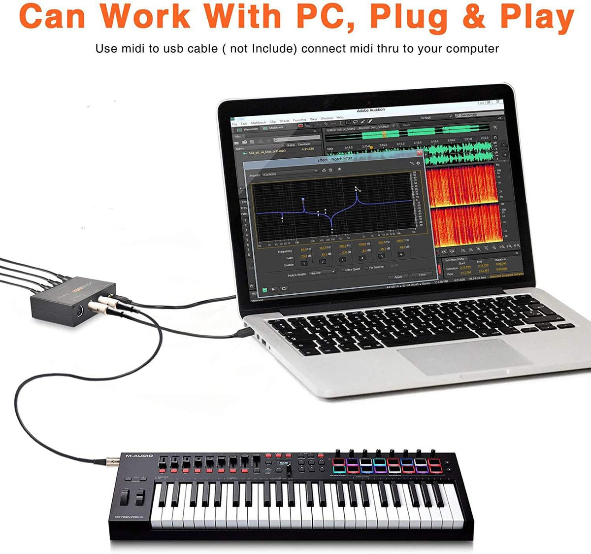 USB MIDI Interface 1-in 6-out MIDI Thru Box D726
