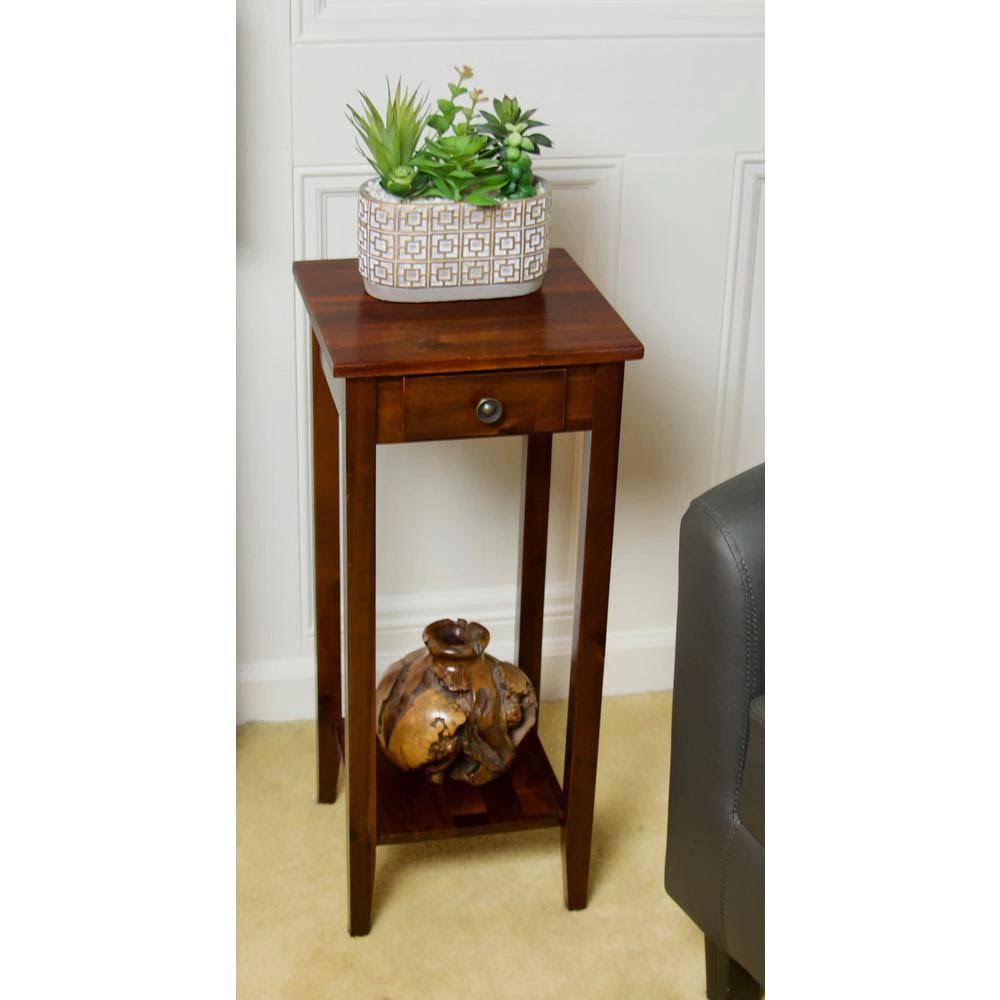 Solid Acacia Plant Stand with Drawer D71945