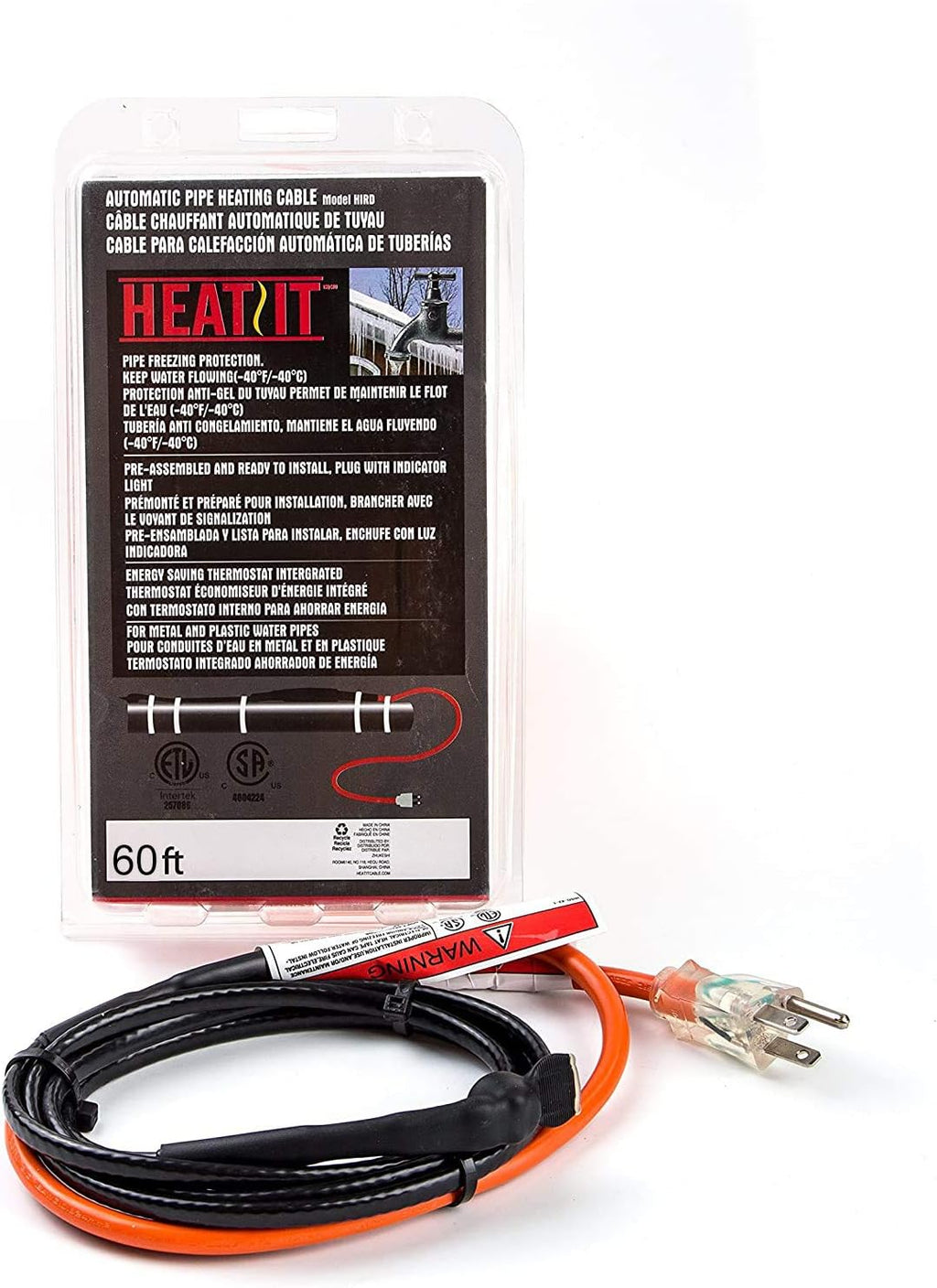 80-feet Pipe Heating Cable with Built-in Thermostat O476