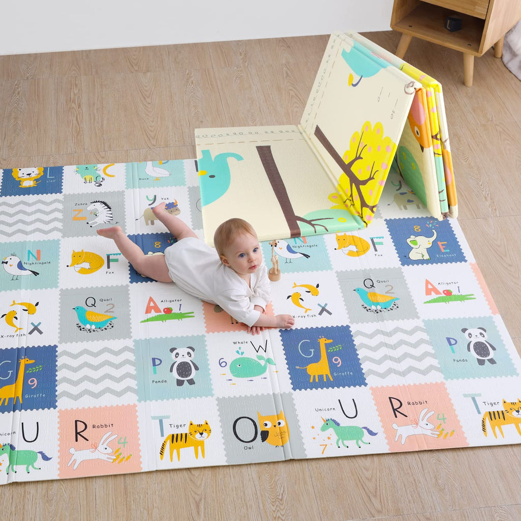 Reversible Foldable Waterproof Foam Baby Play Mat with Carry Bag A176510