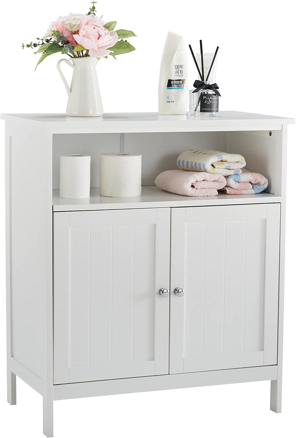 White Storage Cabinet with Two Doors Y9602