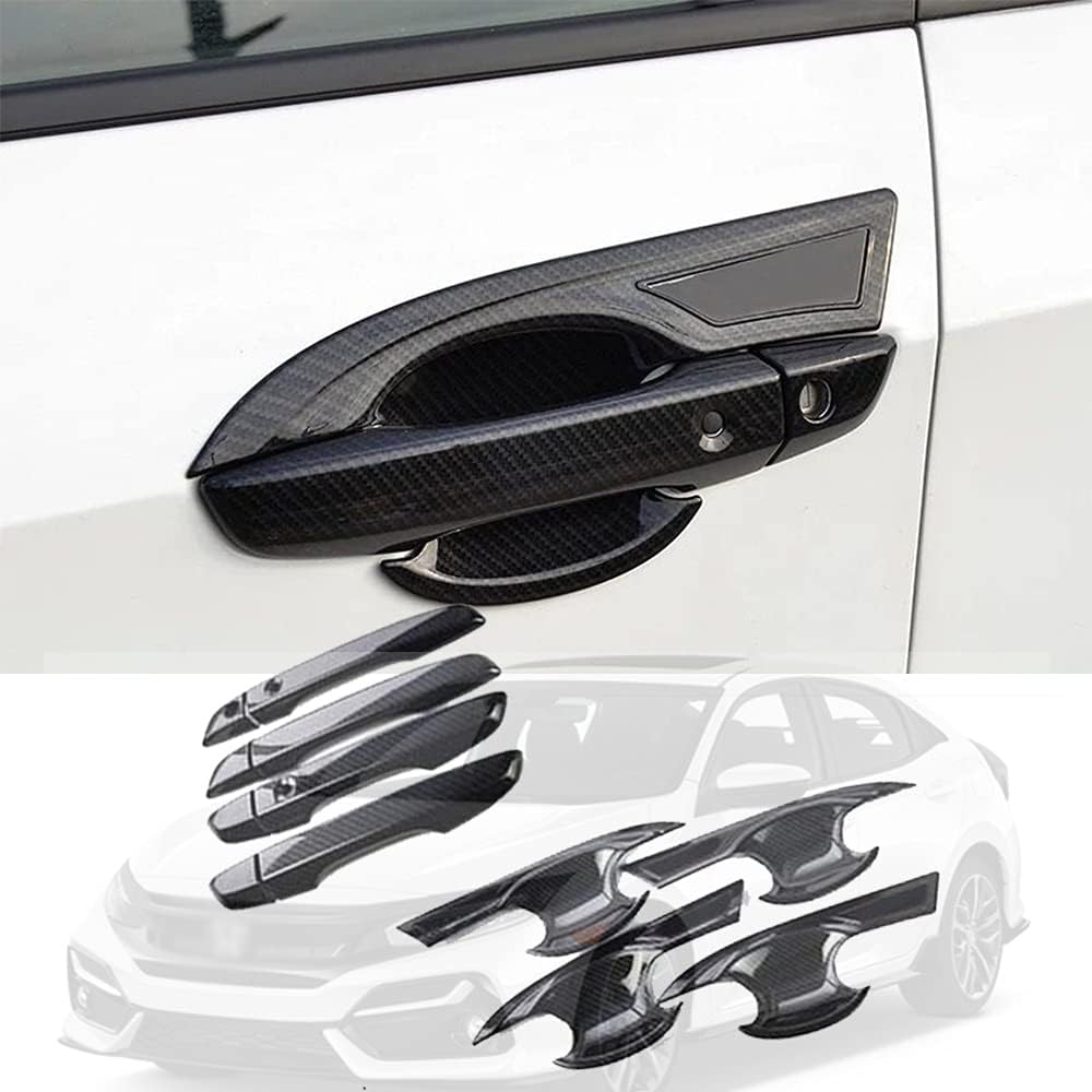 ABS Carbon Fiber Print Exterior Door Handle Cover Trim E4285