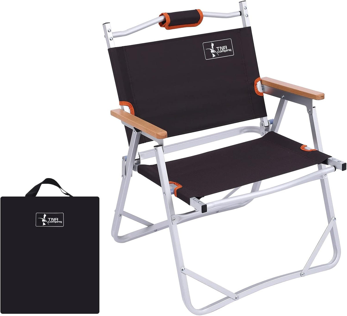 Camping Beach Chair, Heavy Duty Triangular Frame, Easy Folding with Portable Bag and Back Pocket, Dark Brown W950008
