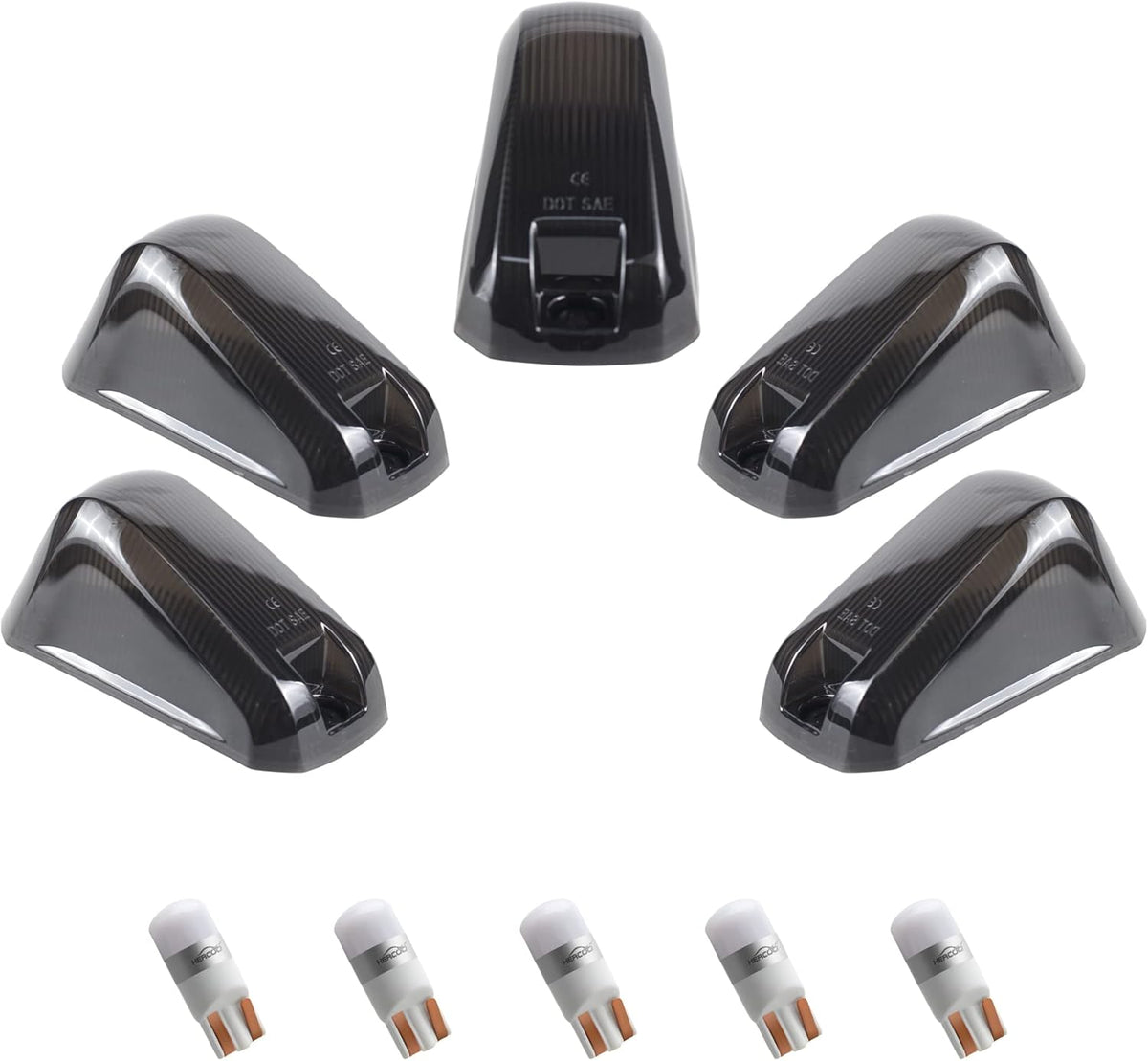 5 PCS Smoke Cab Marker Lights with Amber LED Bulbs H48956