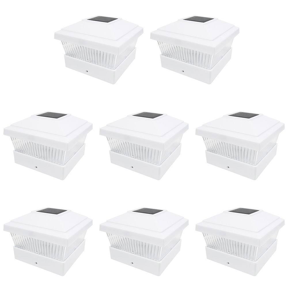 White 8 Pack Solar LED Post Deck Cap G9744