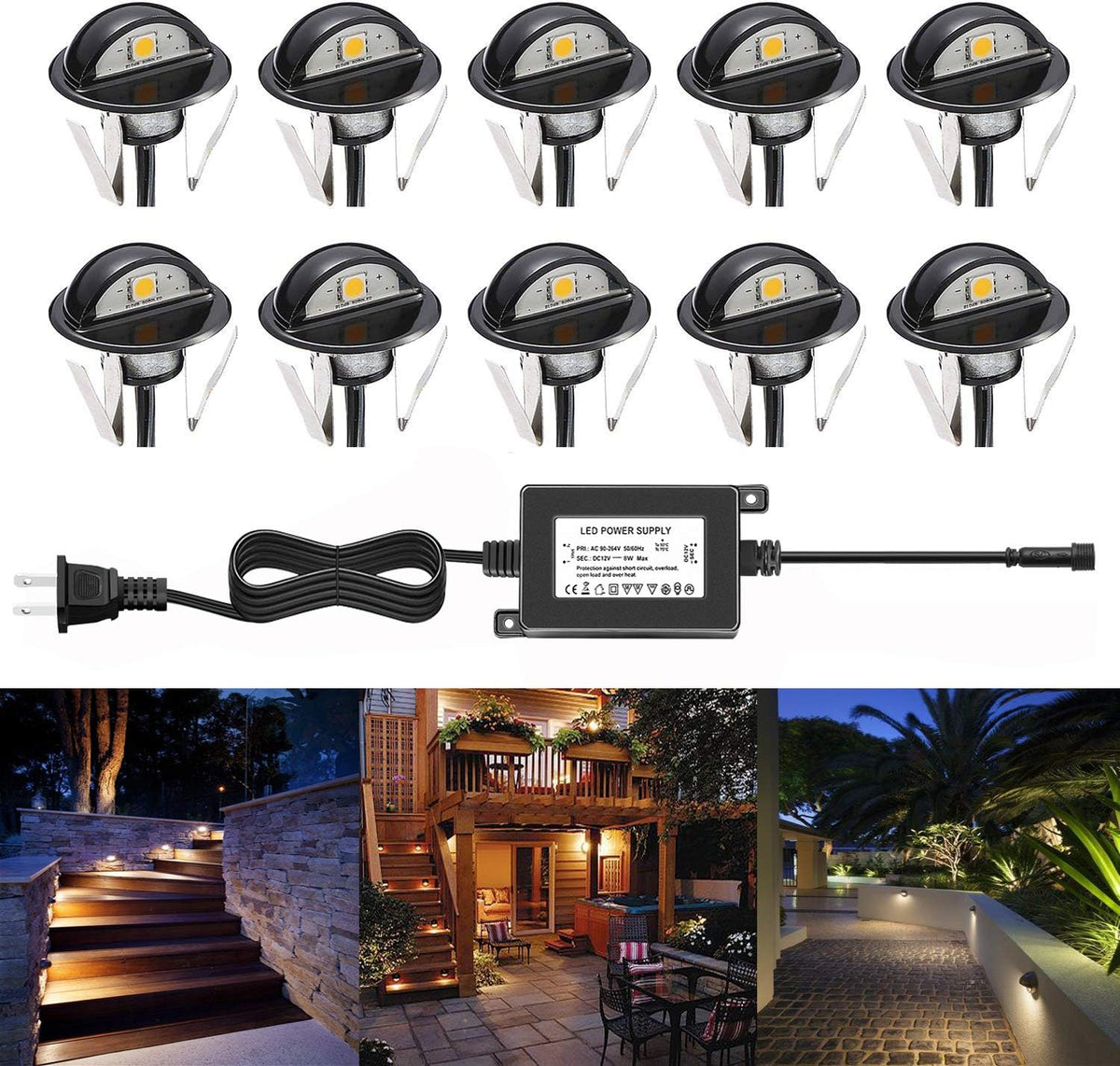 LED Step Lights IP65 Waterproof 10pcs Warm White B4842