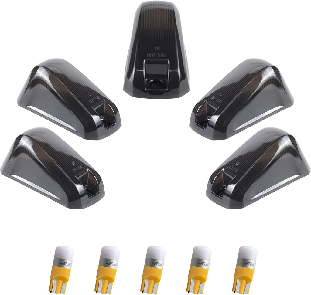 5 PCS Smoke Cab Marker Lights with Amber LED Bulbs H48956