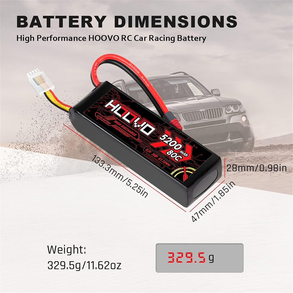 3S 11.1V 80C 5200mAh LiPo Battery with Deans T Plug 2 Packs E1799